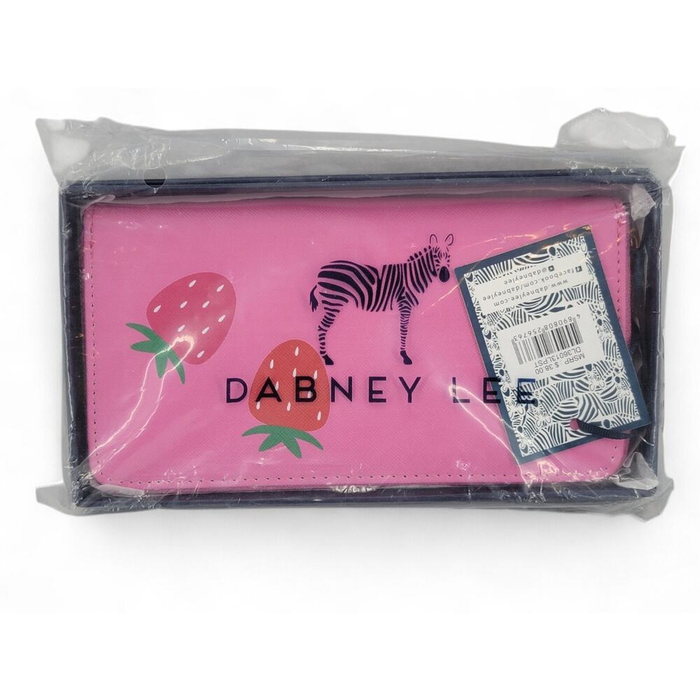 Dabney Lee Strawberry Print Pink Zip Wallet NWT Faux Leather Clutch